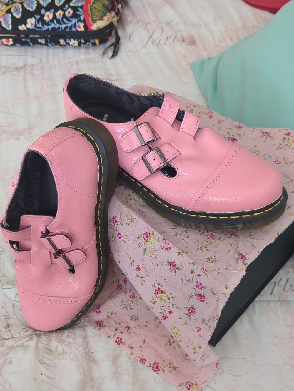 Doc Martens Air Wair Mary Janes DIY Custom Color Petal Pink Size 11 - Picture 11 of 15